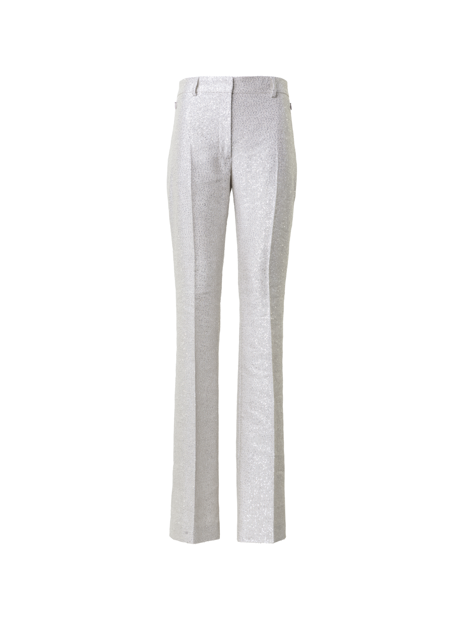 Designer Leicht Schlaghose aus Leinen mit Pailletten - Silber - Grau
