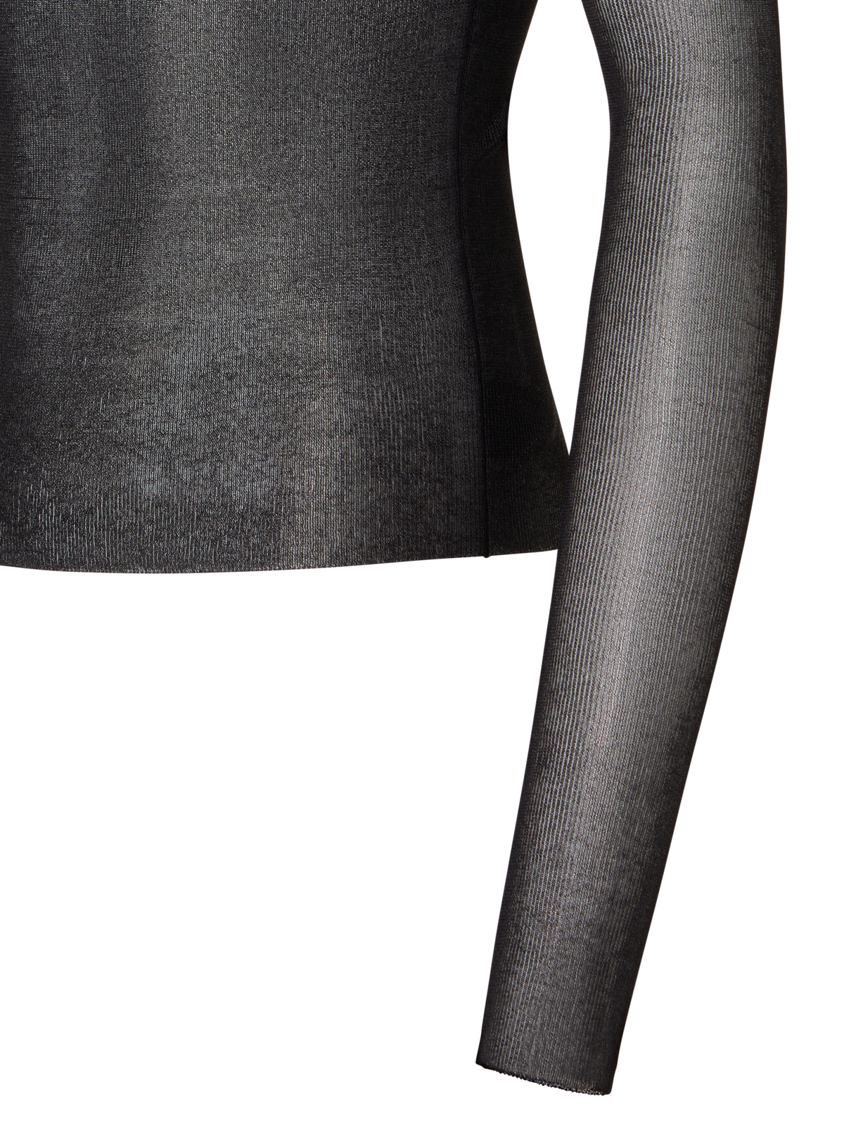 Designer Transparenter Feinripp-Pullover aus Seide - Schwarz