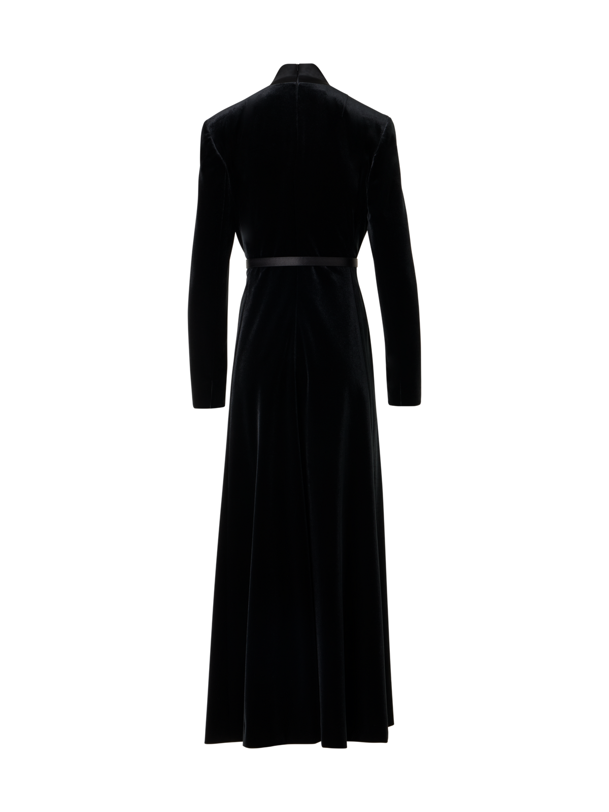 Designer Midikleid aus Samt mit Satin-Revers - Schwarz