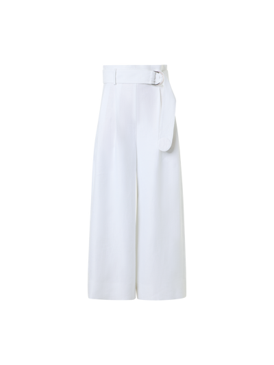 Designer Fiorella plissierte Culotte aus reinem Leinen - Weiss
