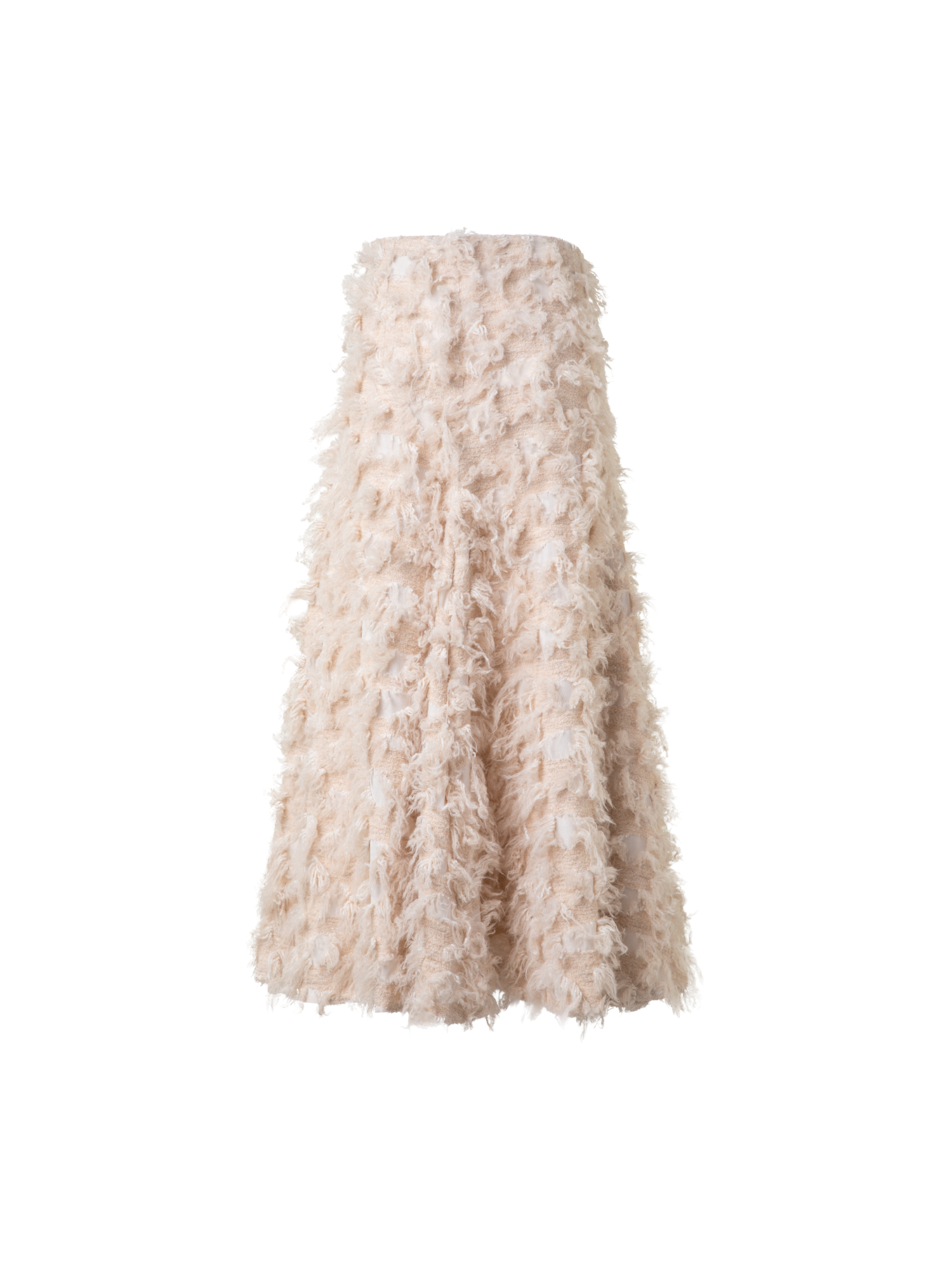 Designer A-Linien-Midirock in 3D-Jacquard - Beige