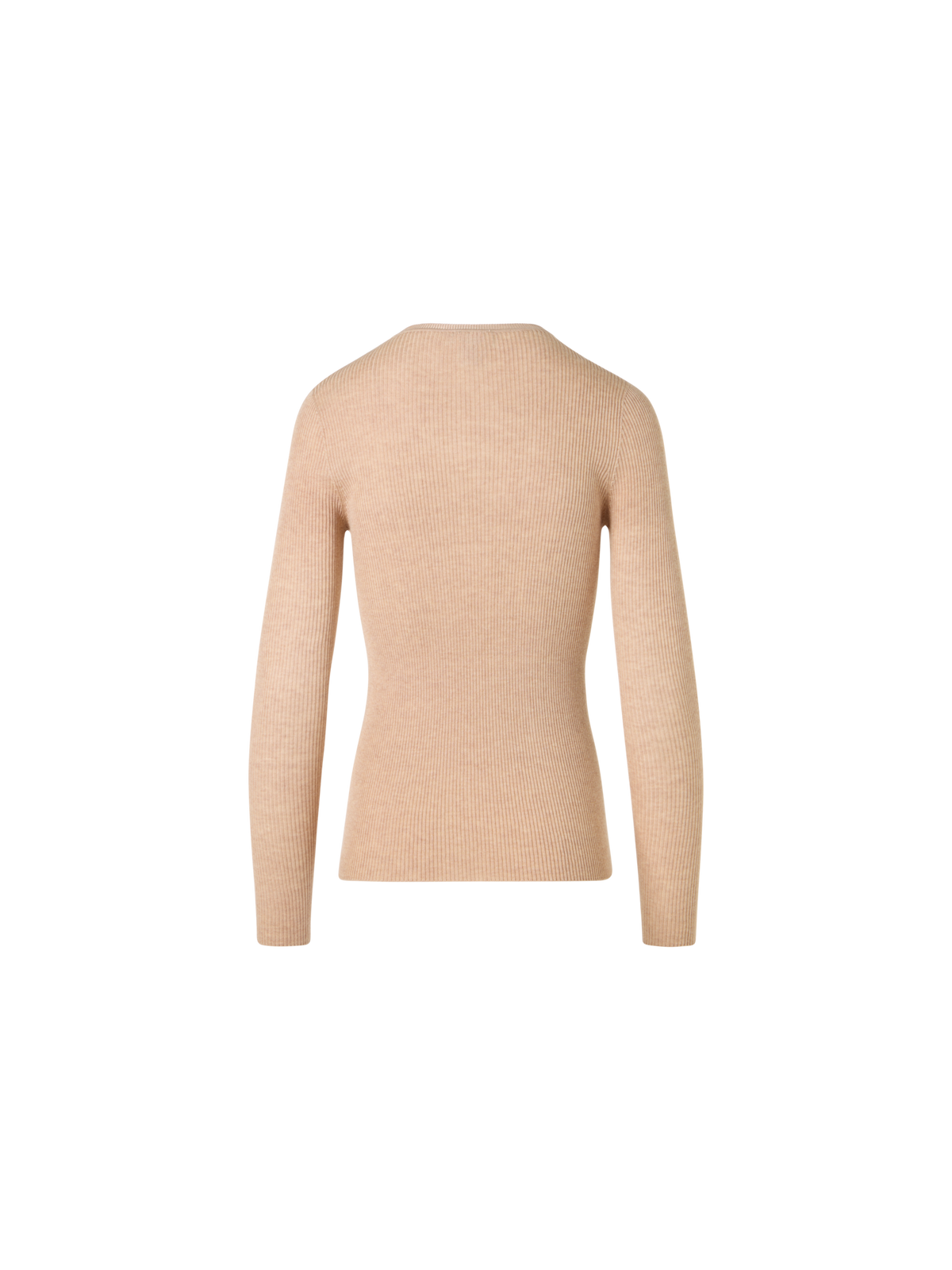 Designer Langärmeliger Strickpullover aus Seiden-Baumwolle - Beige