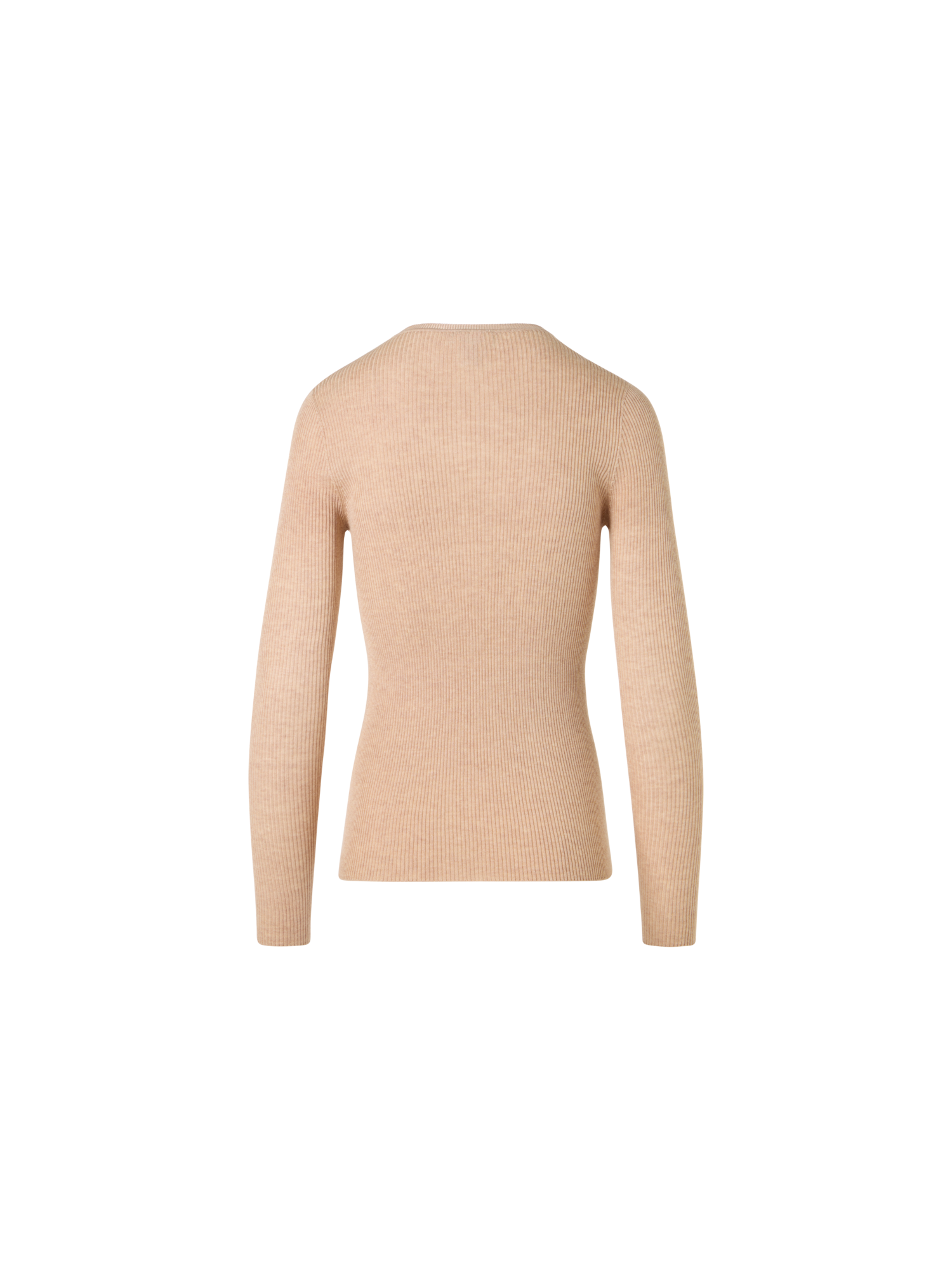 Designer Langärmeliger Strickpullover aus Seiden-Baumwolle - Beige