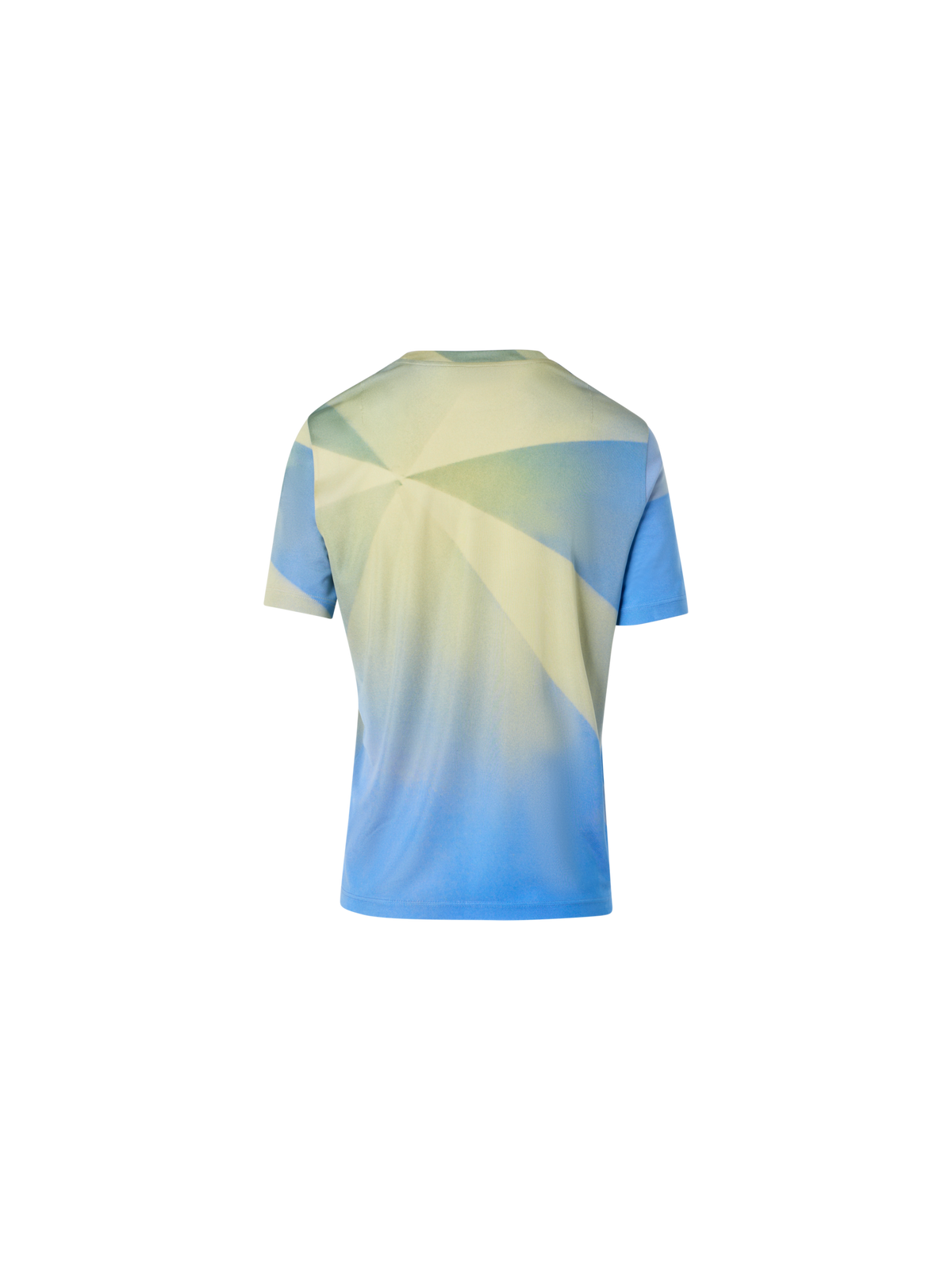 Designer T-Shirt aus Seidenjersey mit Sunbeam-Print - Blau - Bunt - Gelb