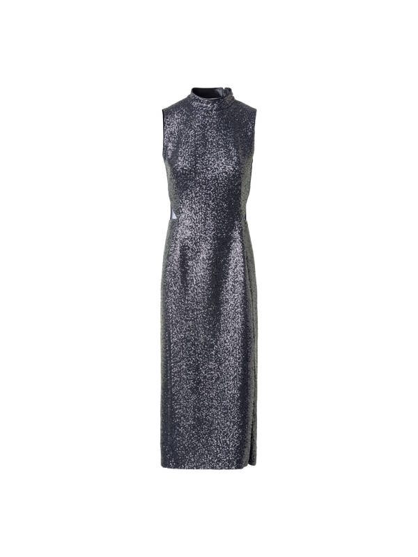 Designer Pailletten-Abendkleid mit Rückenausschnitt - Grau