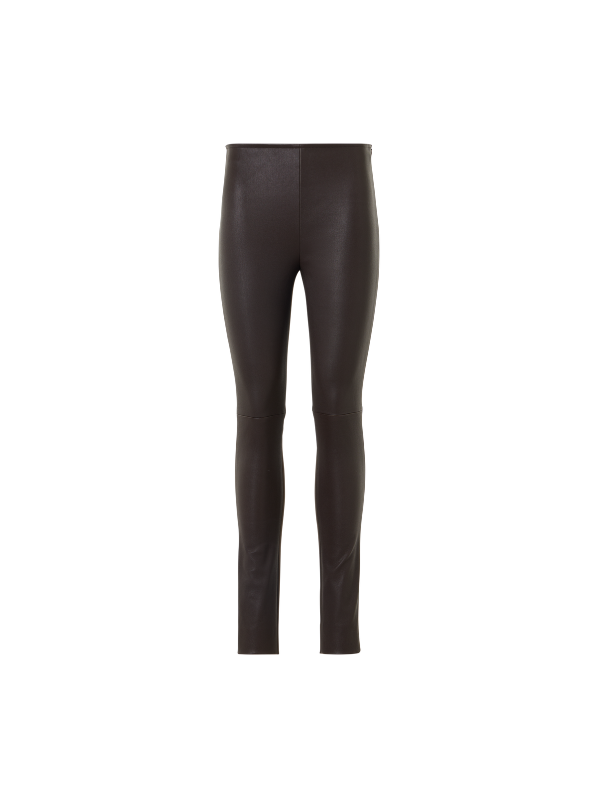 Designer Skinny Hose mit Nappaleder-Front und Jersey-Rücken - Braun