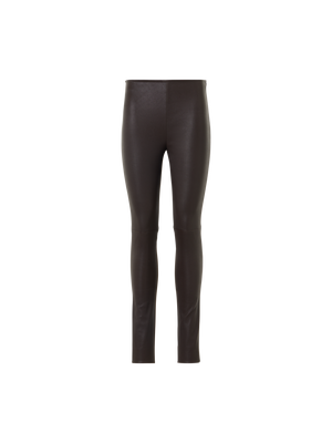 Designer Skinny Hose mit Nappaleder-Front und Jersey-Rücken - Braun