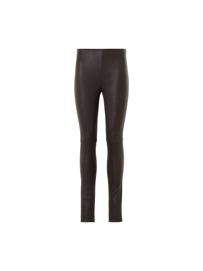 Designer Skinny Hose mit Nappaleder-Front und Jersey-Rücken - Braun