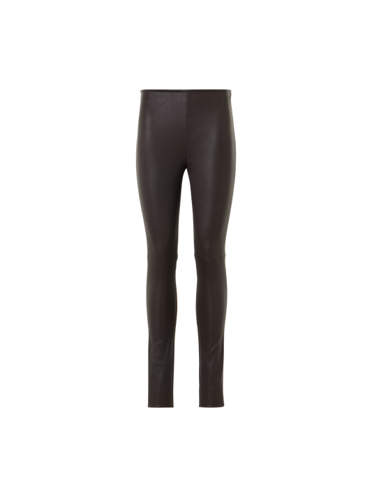 Designer Skinny Hose mit Nappaleder-Front und Jersey-Rücken - Braun