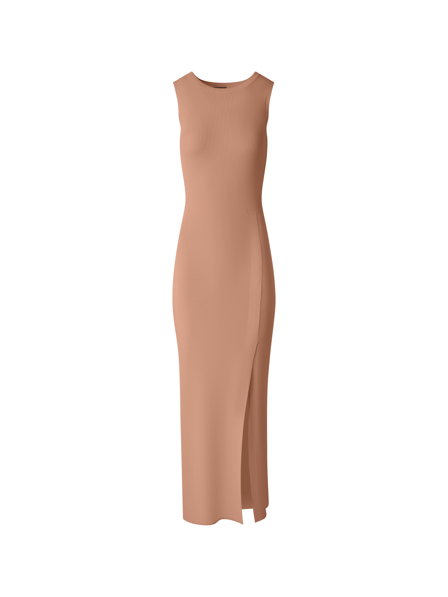 Designer Tailliertes Strickkleid mit Seitenschlitz - Beige