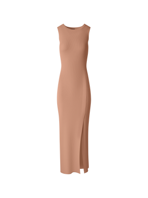 Designer Tailliertes Strickkleid mit Seitenschlitz - Beige