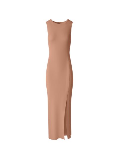 Designer Tailliertes Strickkleid mit Seitenschlitz - Beige