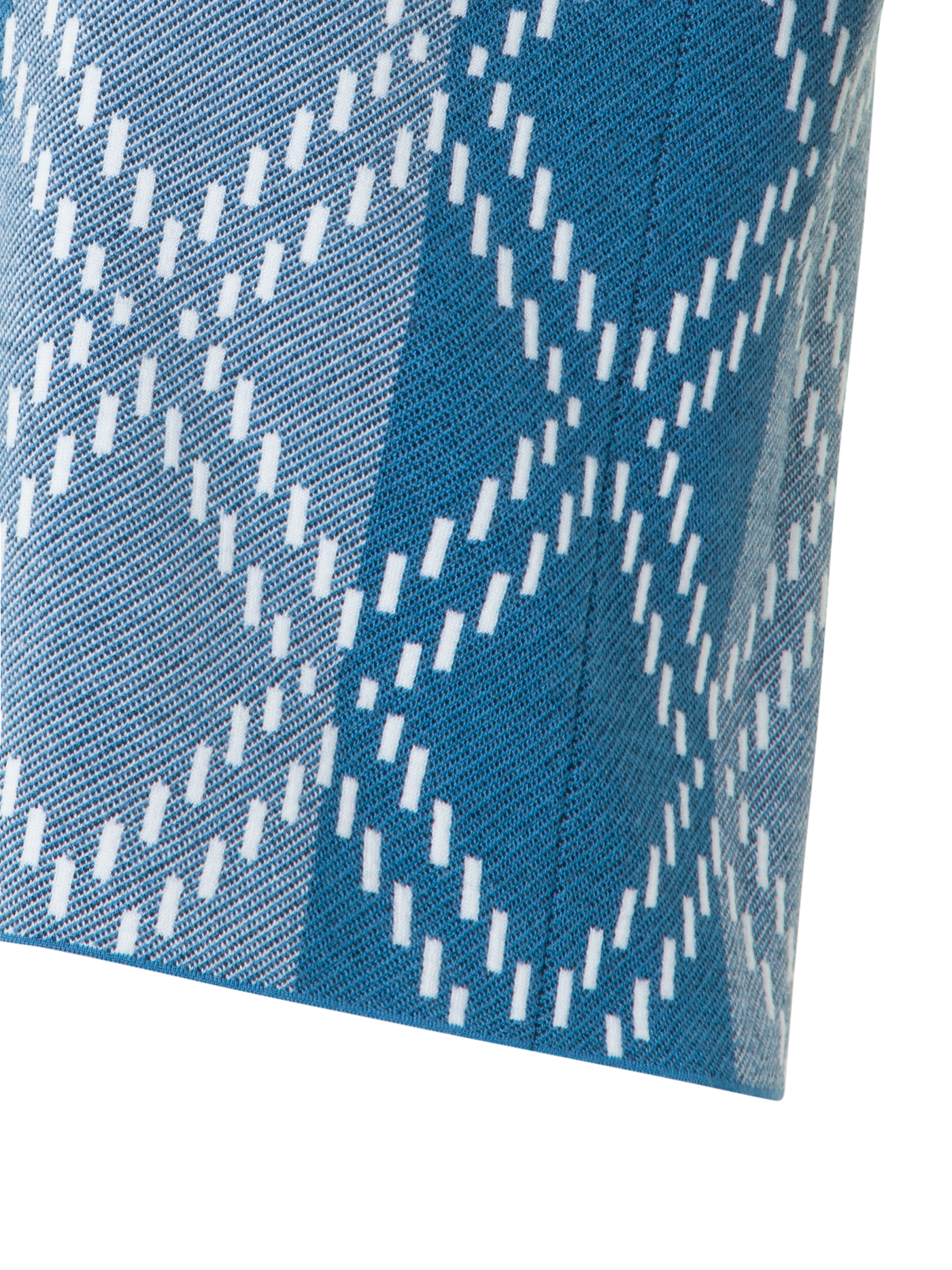 Designer Kurze Merino-Stricktop mit Diamant-Jacquard - Blau - Bunt