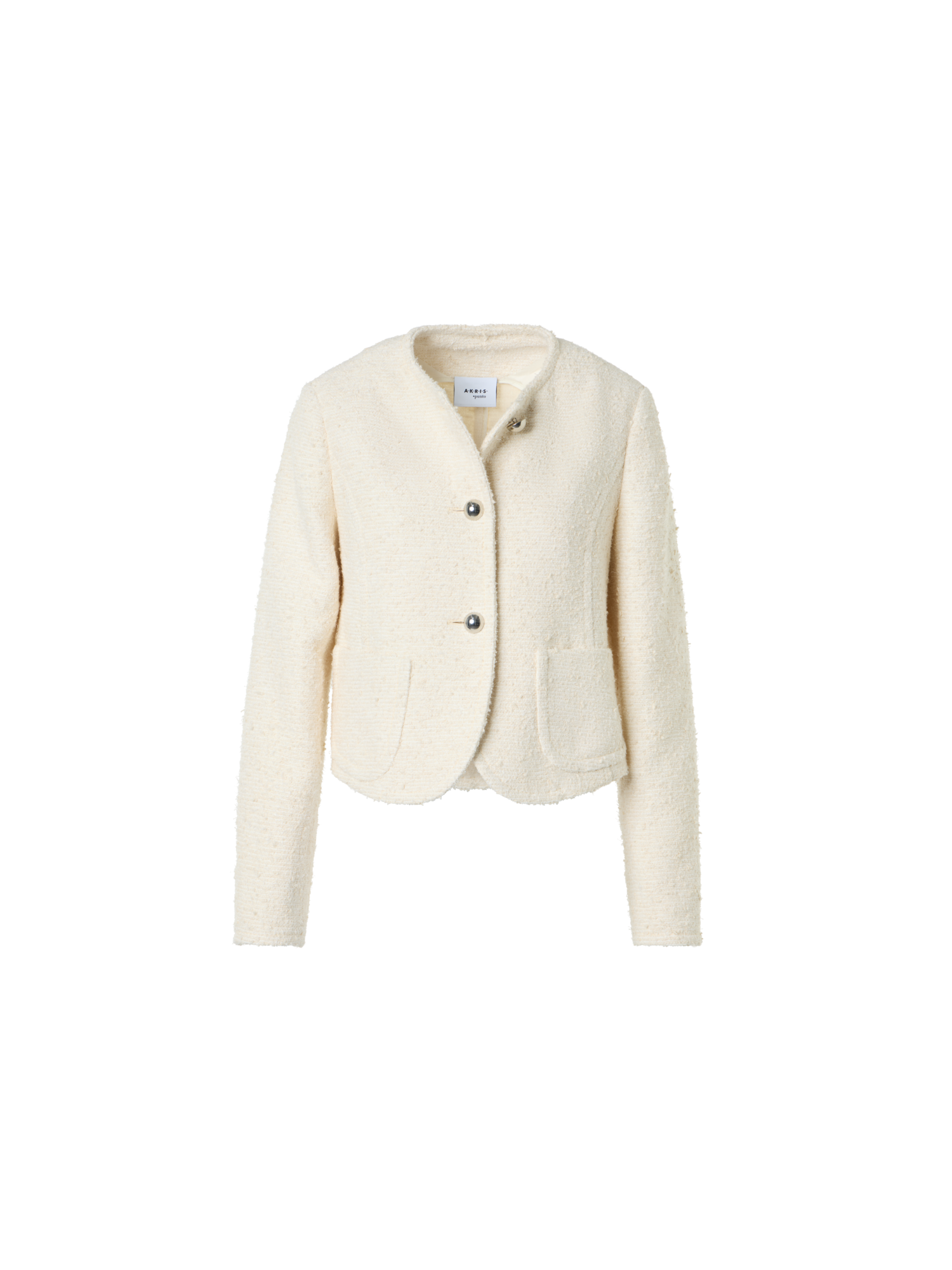 Designer Kastige Sommer-Jacke aus Bouclé-Baumwolle - Ecru