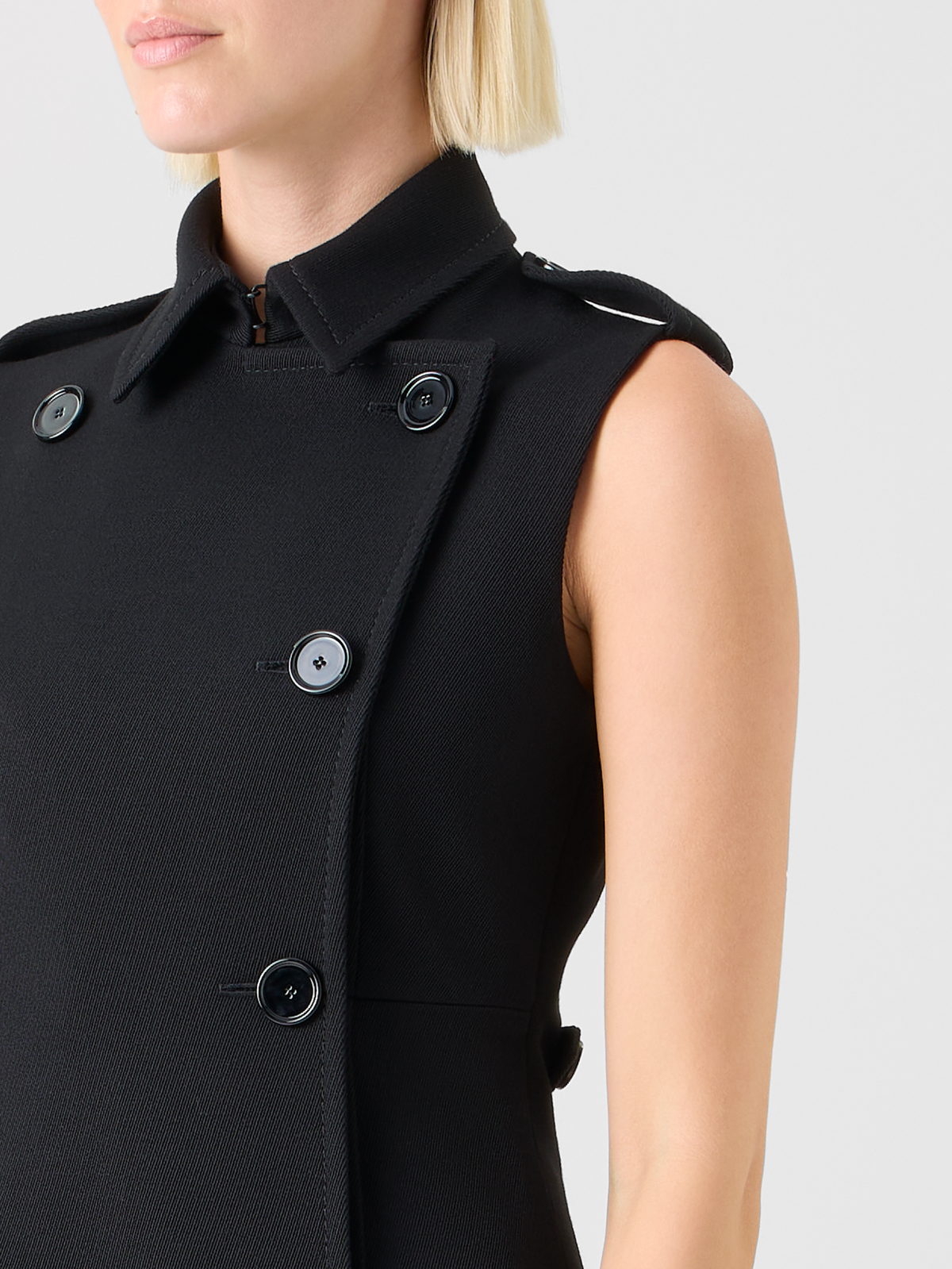 Designer Modernes Trenchkleid aus Woll-Trikot - Schwarz #editorial