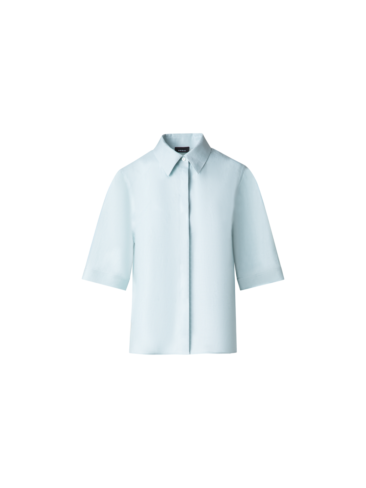 Designer Boxy-Hemdbluse aus Leinen - Blau