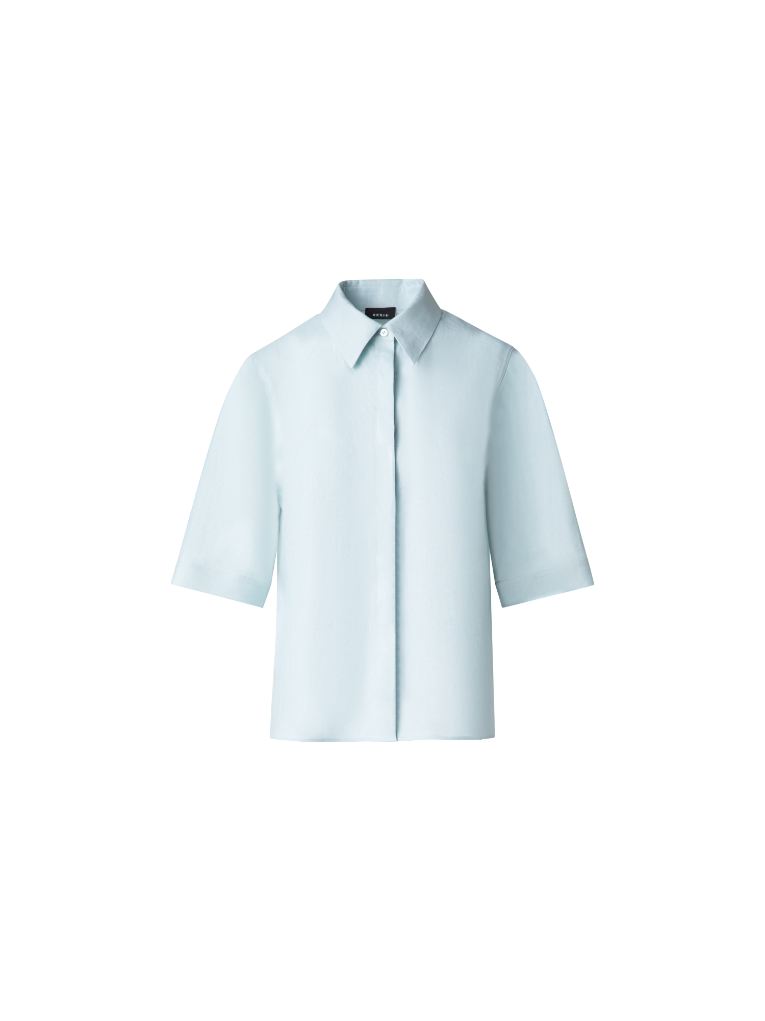 Designer Boxy-Hemdbluse aus Leinen - Blau
