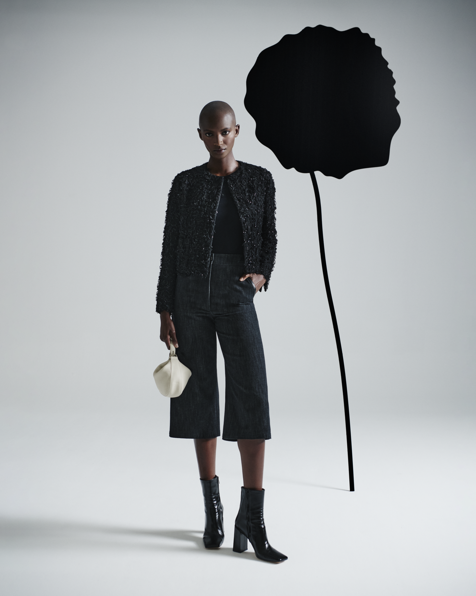 Designer Ärmelloses Strick Oberteil in Seiden-Stretch - Schwarz 