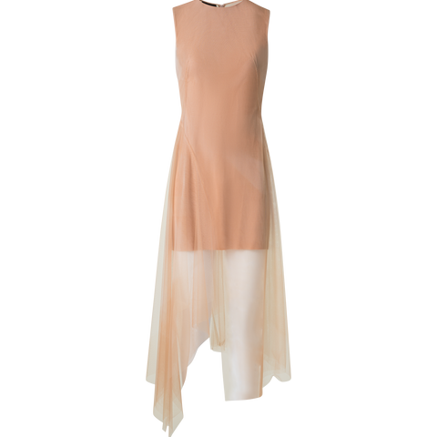 Asymmetrical Tulle Dress in Chiaroscuro Print