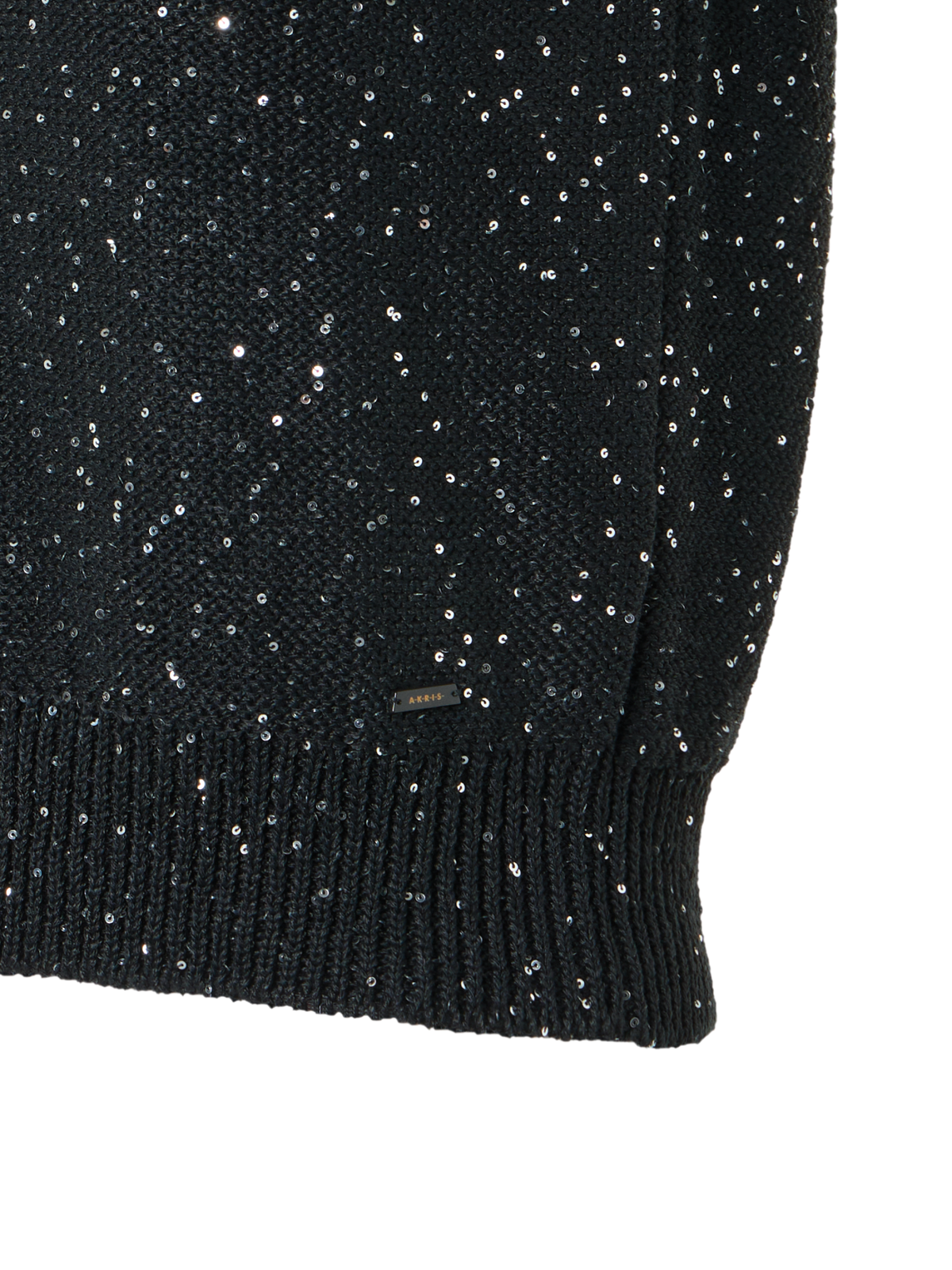 Designer Leinen-Baumwoll-Stricktop mit Pailletten - Schwarz