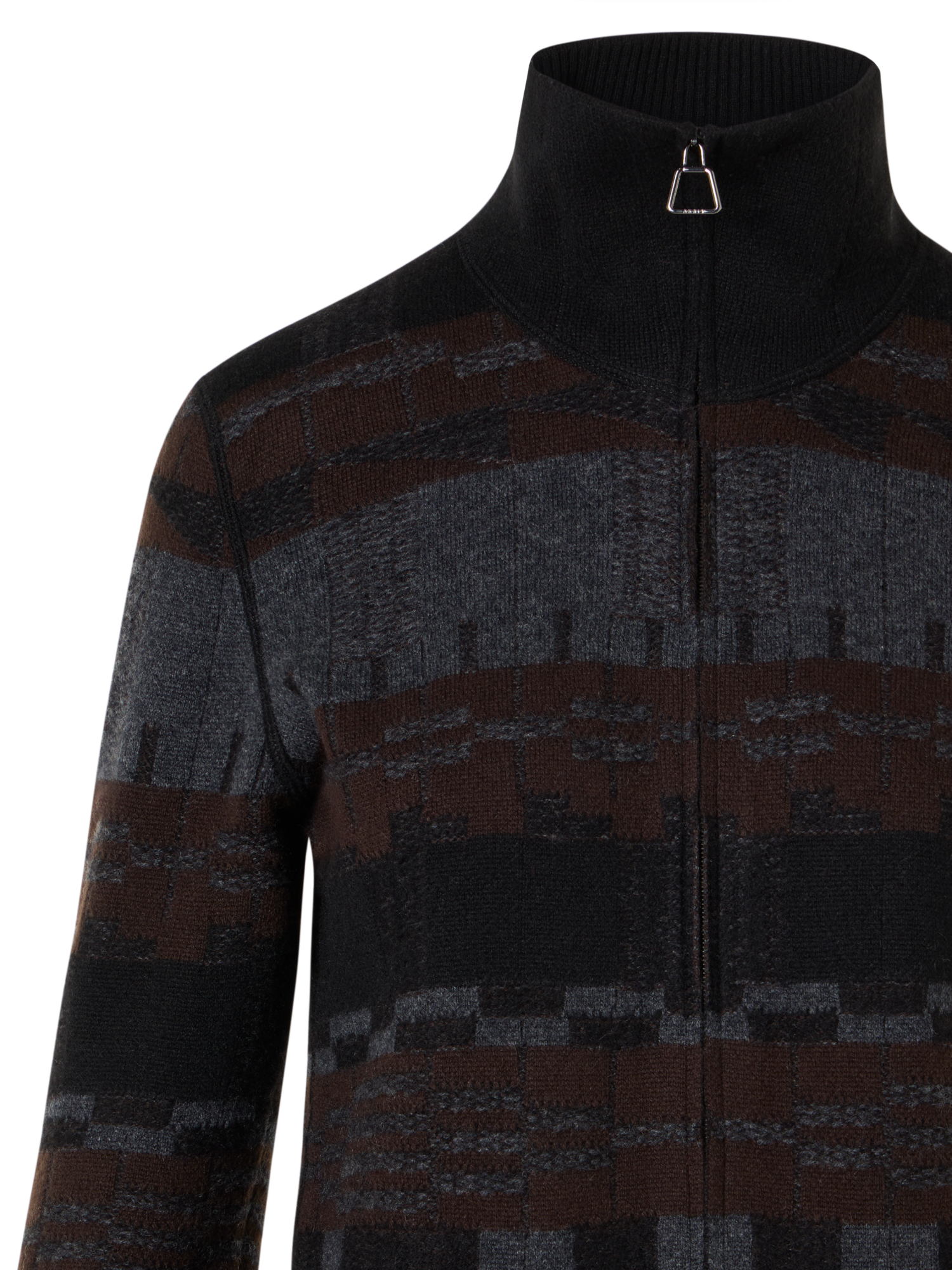 Designer Cardigan aus Kaschmir-Jacquard - Bunt - Braun - Grau