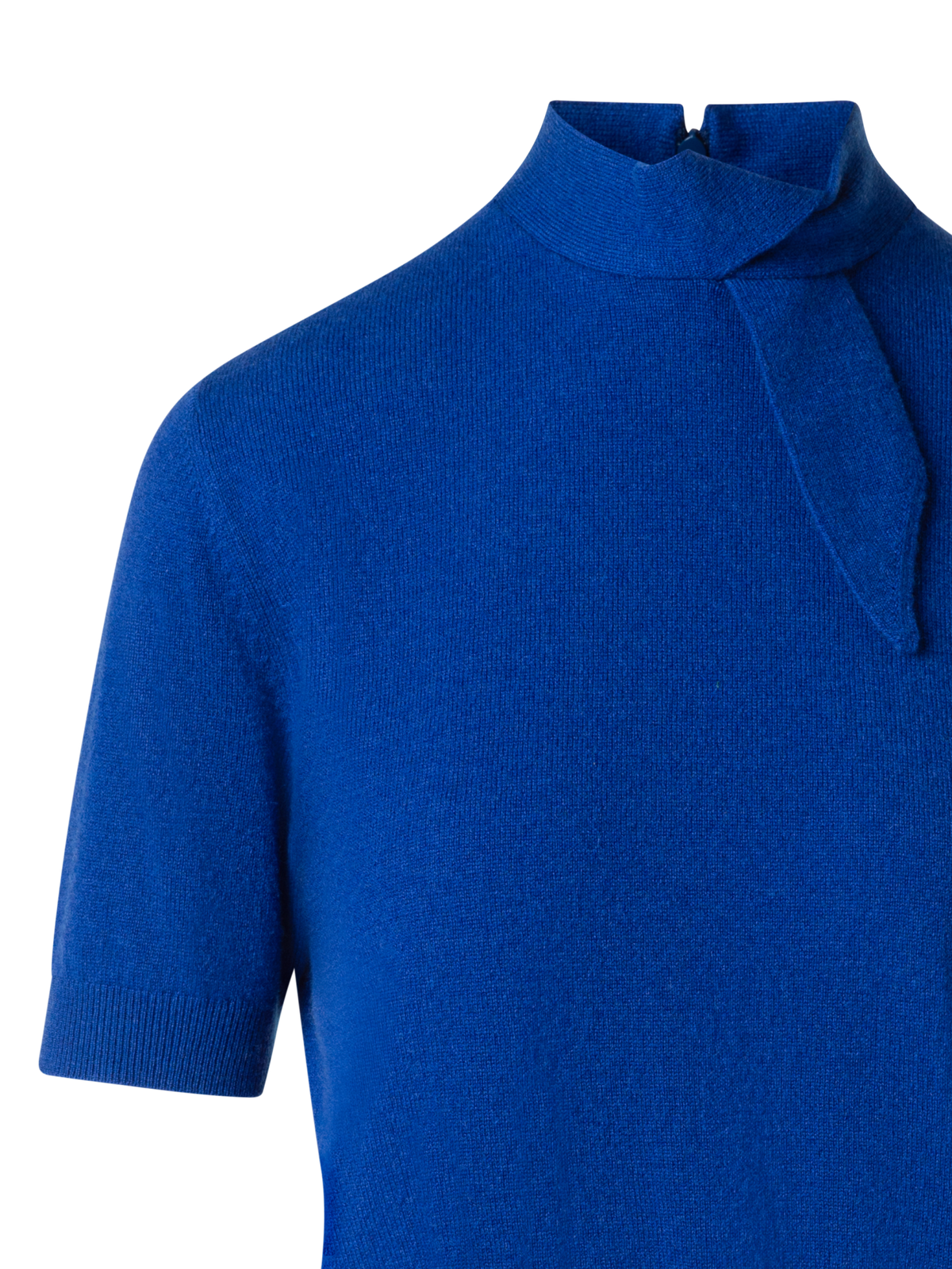 Designer Kurzarm  Kaschmir Pullover Kragen Knoten Detail - Blau