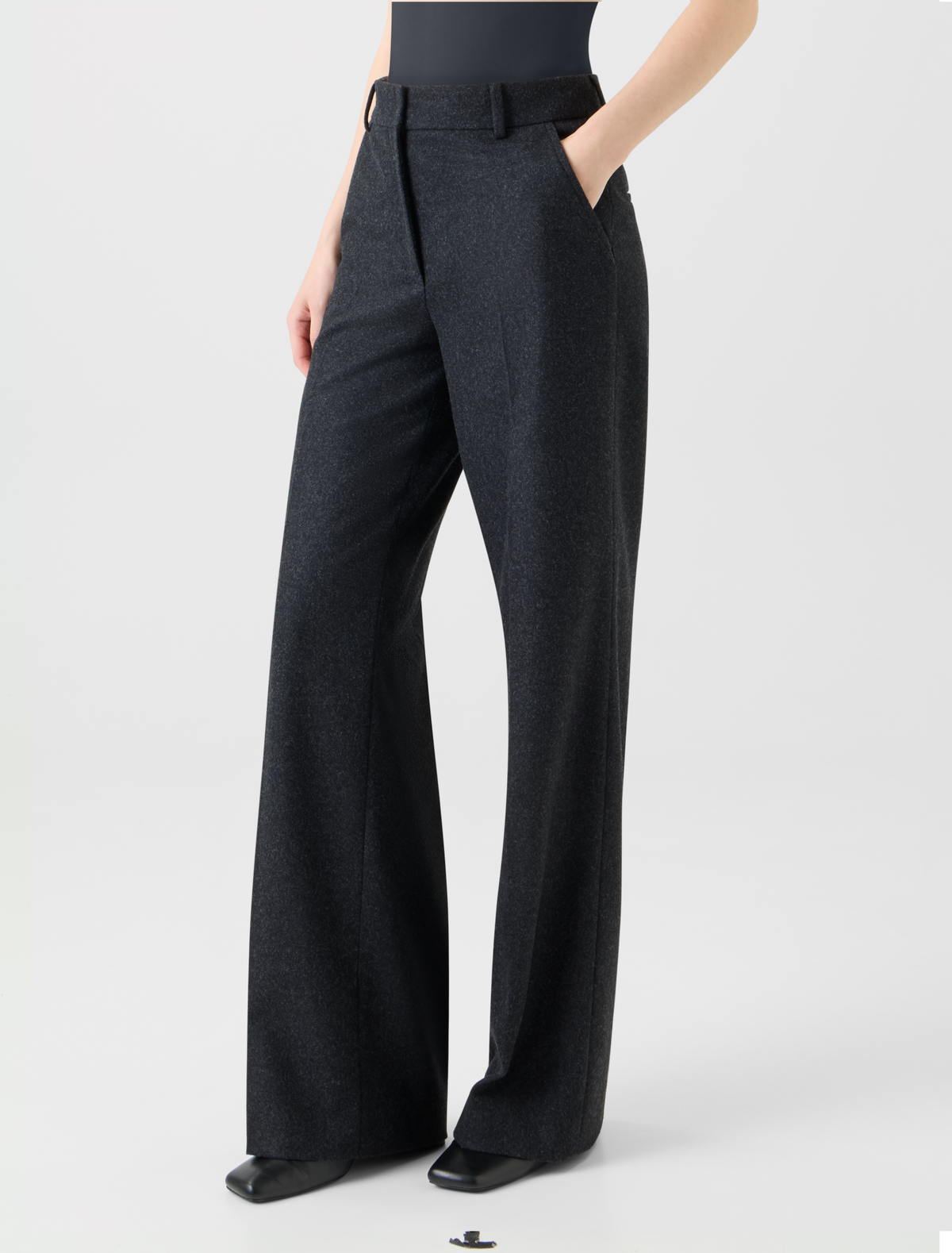 Designer Weite Wollflanell Hose gerade geschnitten - Grau #editorial