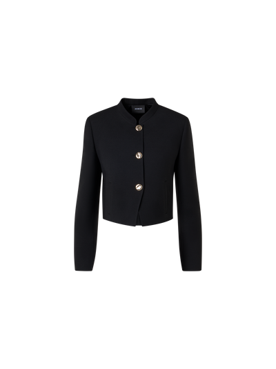 Designer Kurze Woll-Double-Face Jacke mit Goldknöpfen - Schwarz