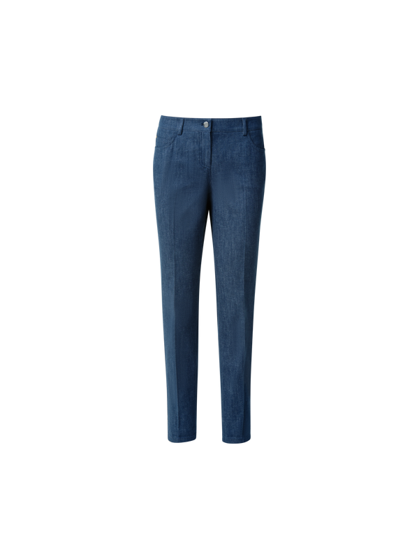 Designer Slim Hose aus Baumwoll-Denim-Stretch - Dunkelblau - Blau