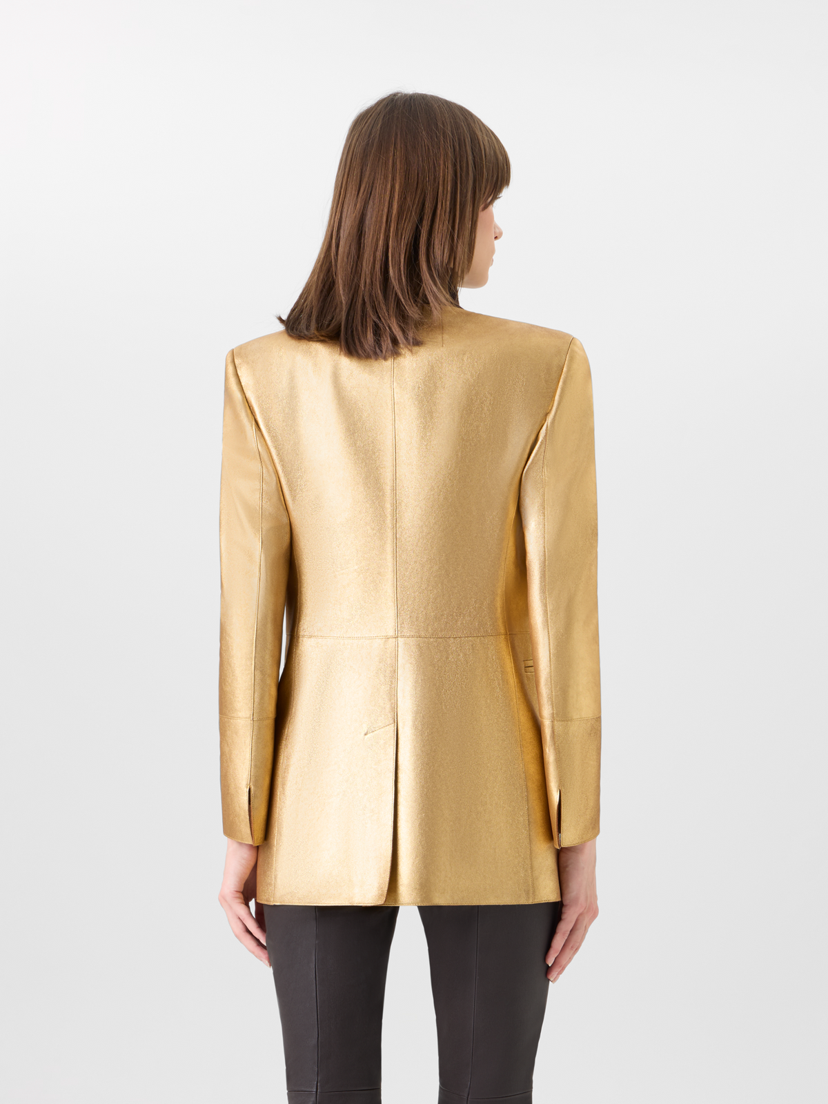 Designer Jacke aus Lamé-Kalb-Nappaleder - Gold 