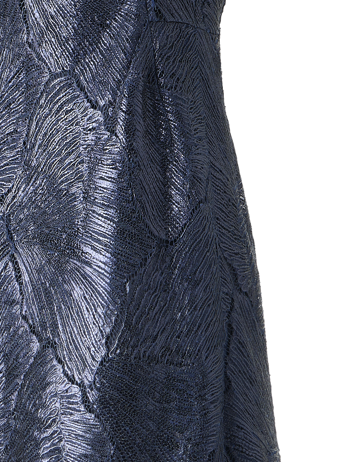 Designer Abendkleid aus lackierter Meeresfächer-Spitze - Dunkelblau - Blau