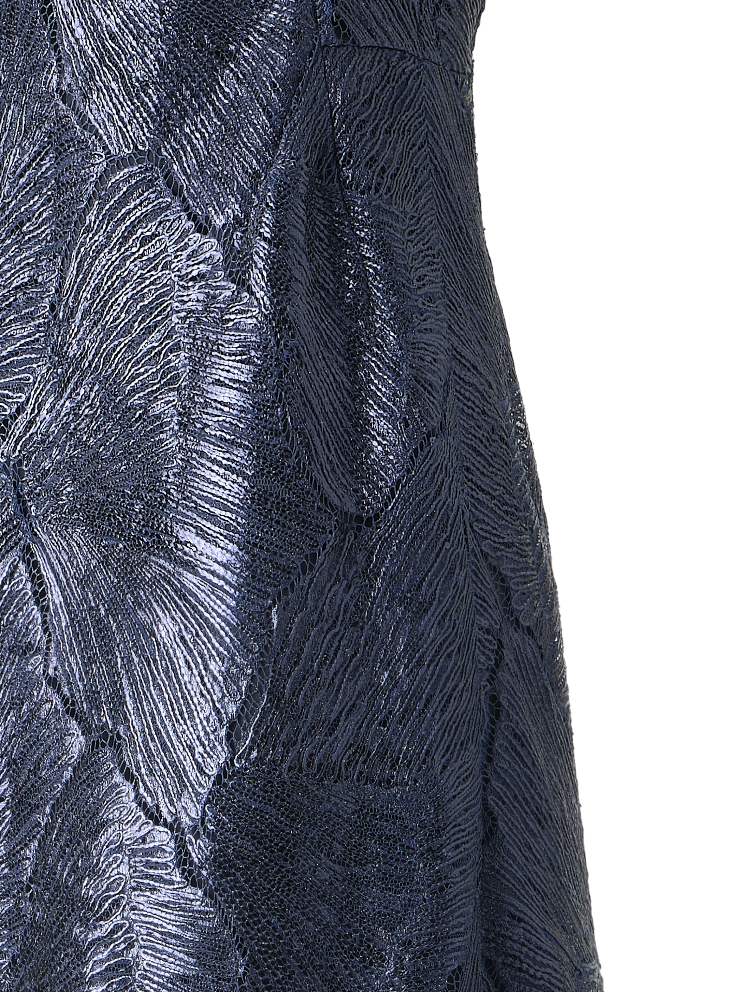 Designer Abendkleid aus lackierter Meeresfächer-Spitze - Dunkelblau - Blau