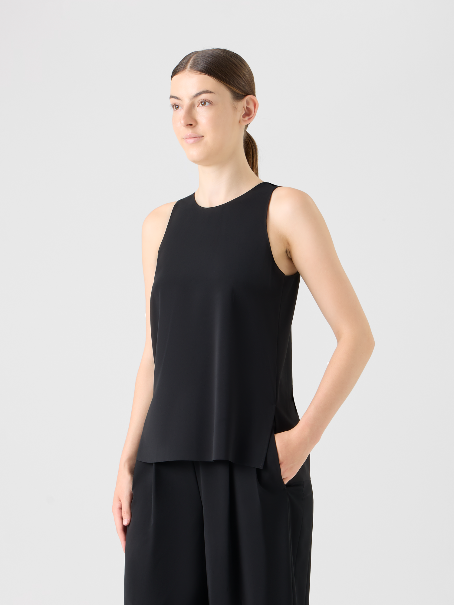 Designer Charakteristische, lasergeschnittene ärmellose Bluse - Schwarz 