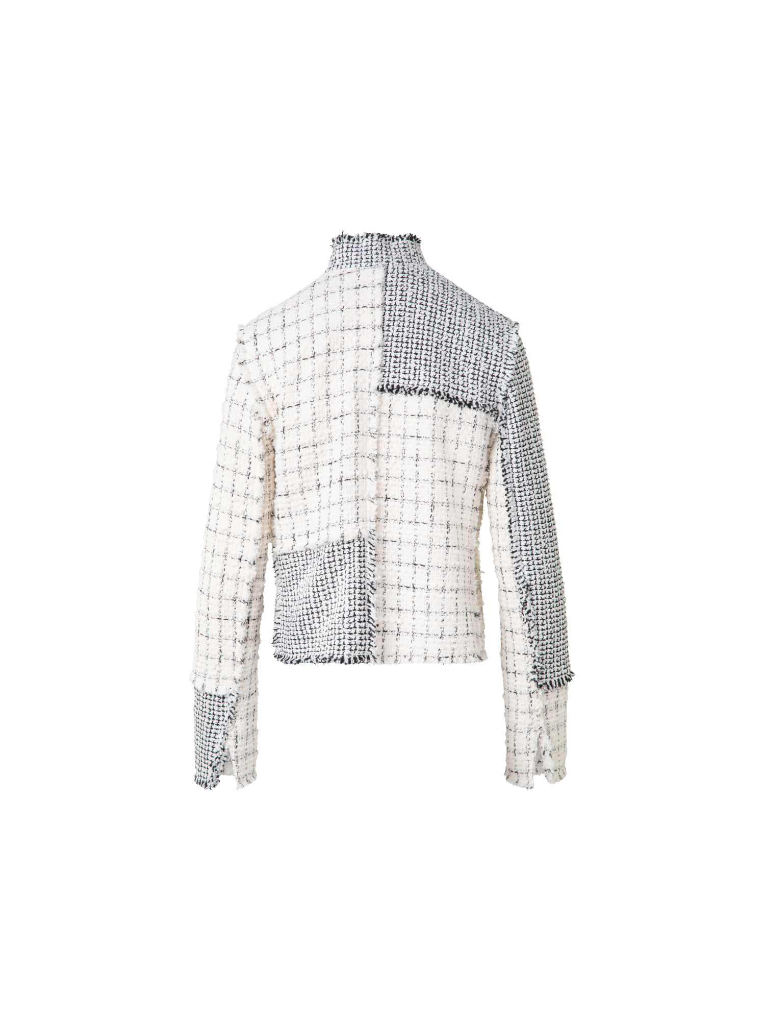 Designer Kurze Patchwork-Tweed-Jacke - Schwarz - Bunt - Ecru - Weiss