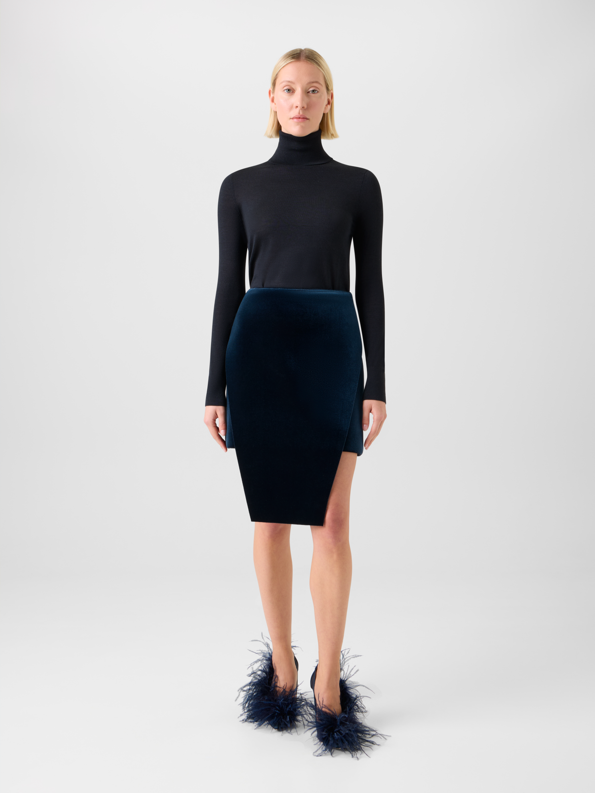 Designer Kaschmir Seide Rollkragen Pullover  - Schwarz #editorial
