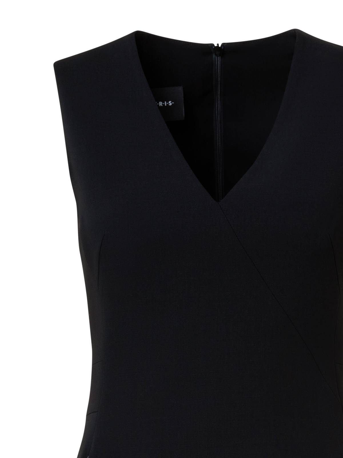Designer Ärmelloses Etuikleid aus Woll-Doubleface - Schwarz