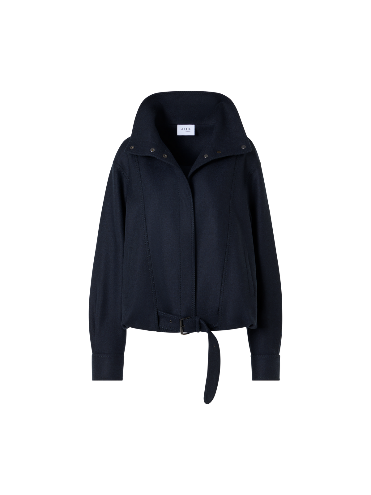 Designer Blouson aus schwerem Wollflanell - Blau - Dunkelblau