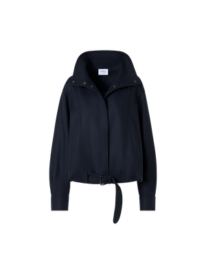 Designer Blouson aus schwerem Wollflanell - Blau - Dunkelblau
