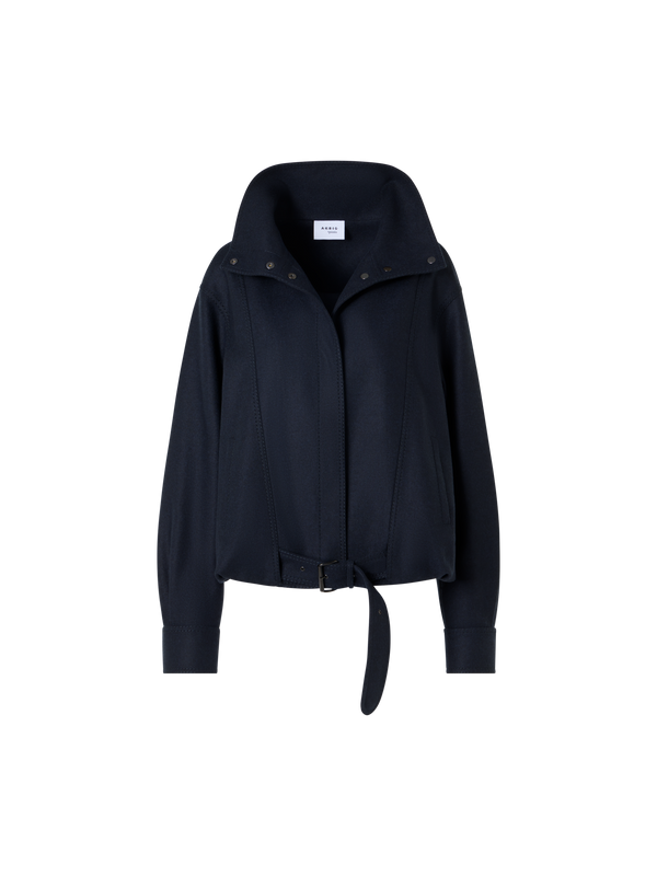Designer Blouson aus schwerem Wollflanell - Blau - Dunkelblau