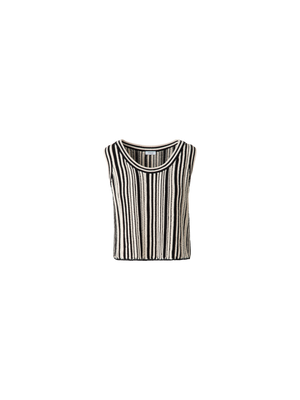 Designer Cropped Chunky Knit Top aus Baumwolle - Schwarz - Bunt - Beige