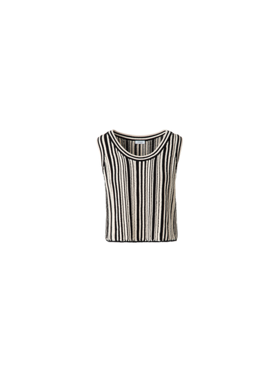 Designer Cropped Chunky Knit Top aus Baumwolle - Schwarz - Bunt - Beige