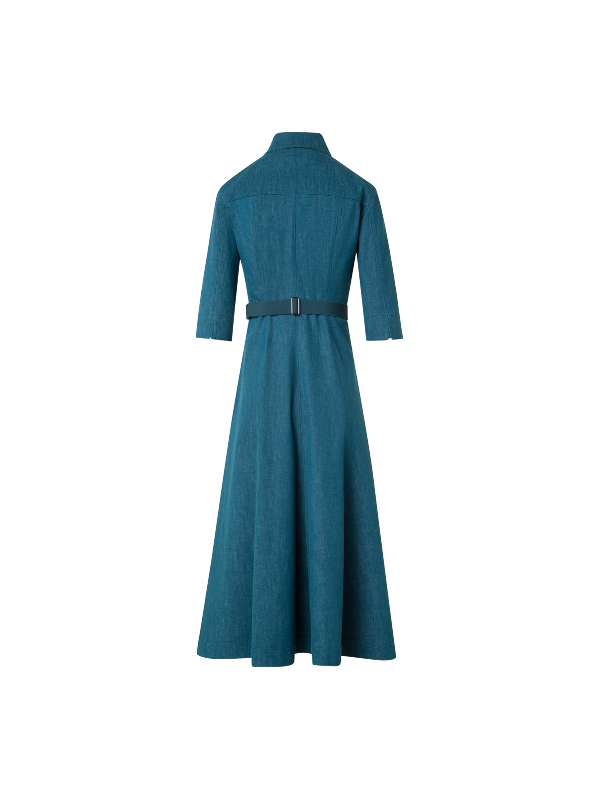 Designer Midi-Hemdkleid aus Baumwoll-Denim - Grün
