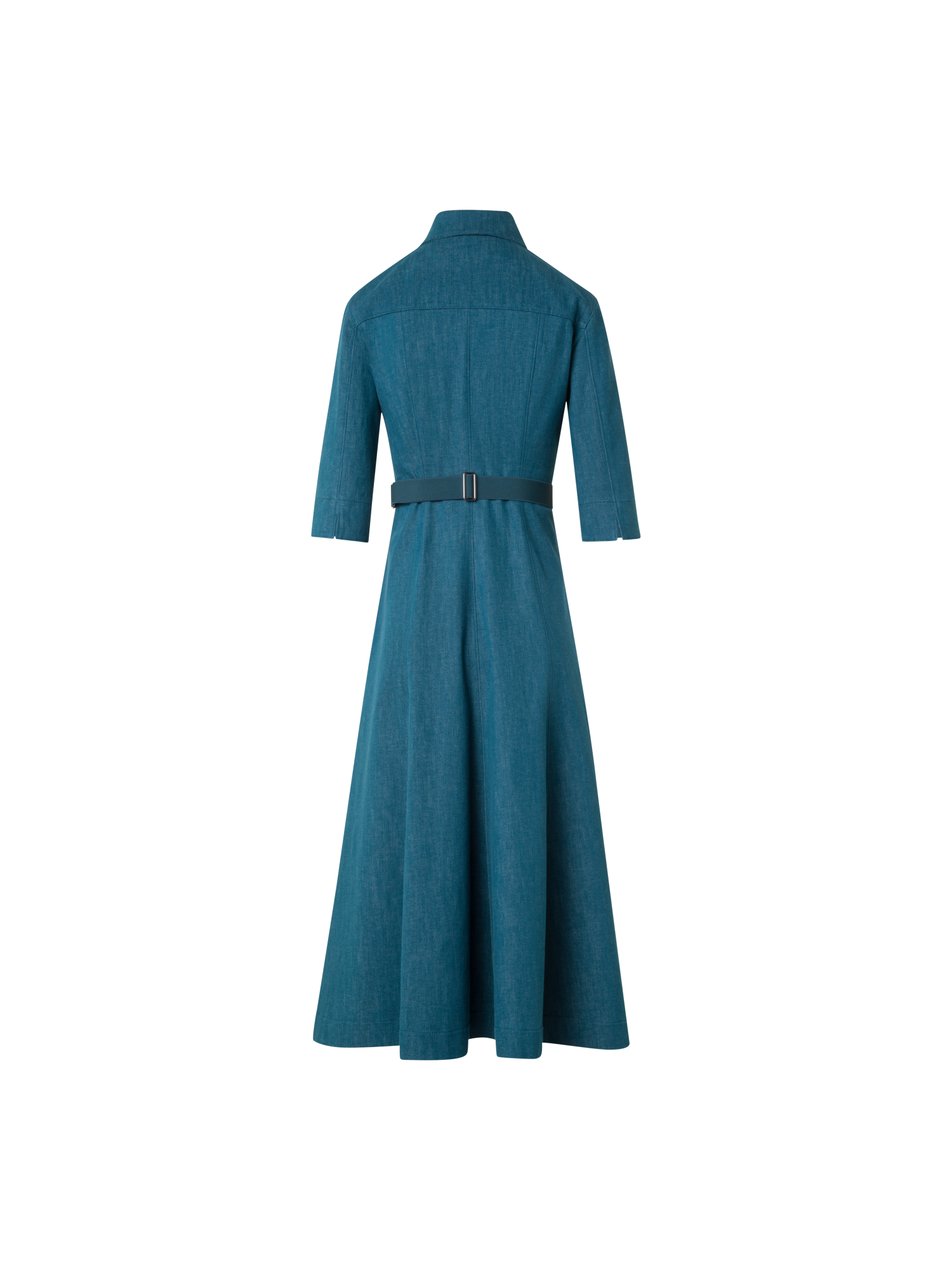 Designer Midi-Hemdkleid aus Baumwoll-Denim - Grün