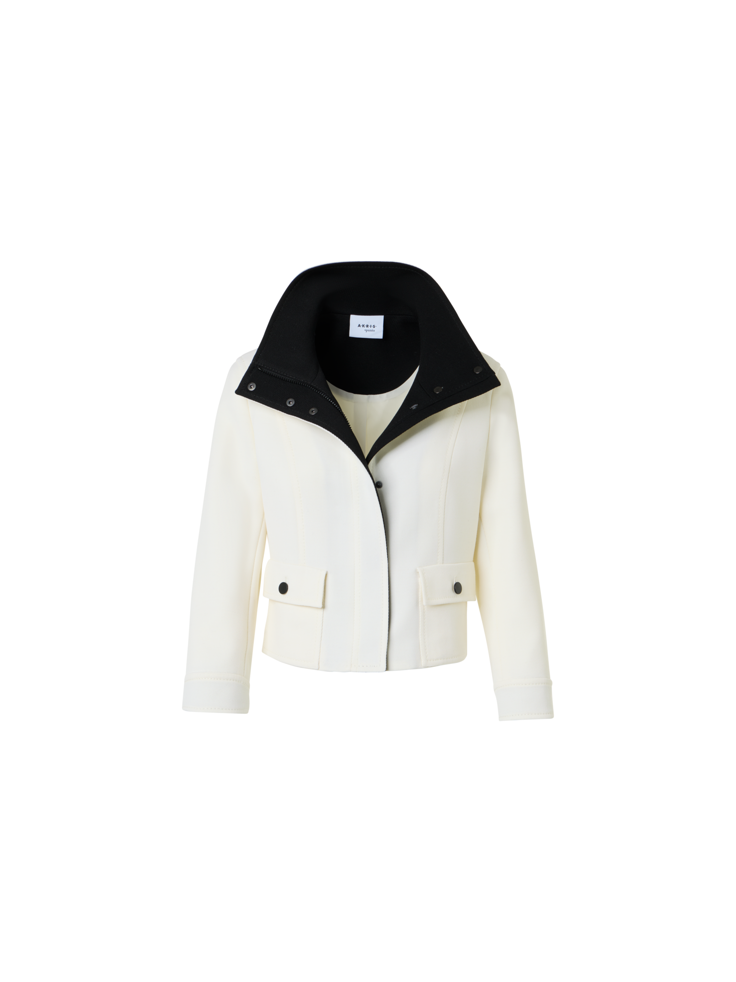 Designer Jacke aus kontrastierendem Woll-Trikotin - Bunt - Ecru