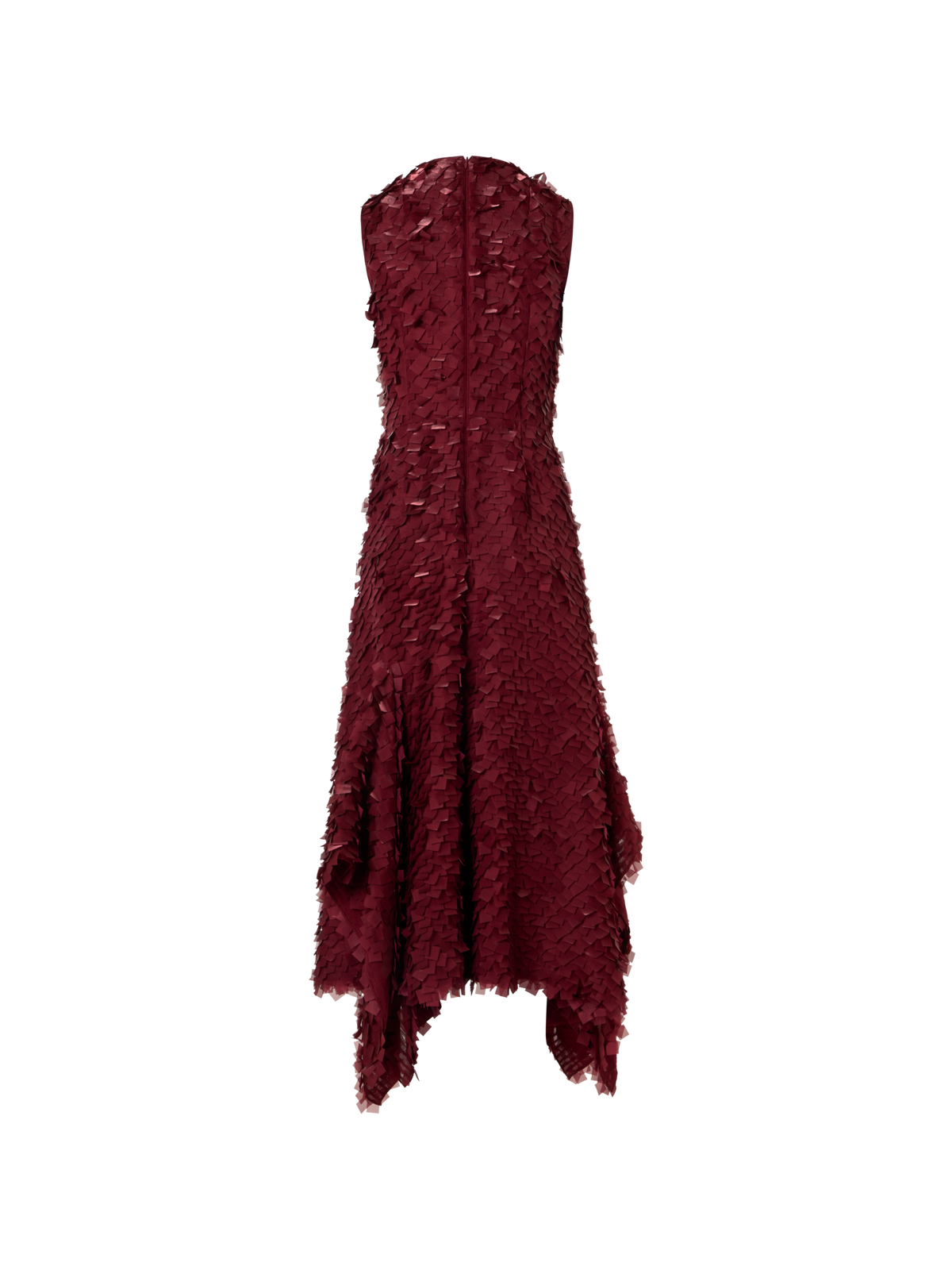 Designer Asymmetrisches Midikleid in Layered Organza Tiles - Rot