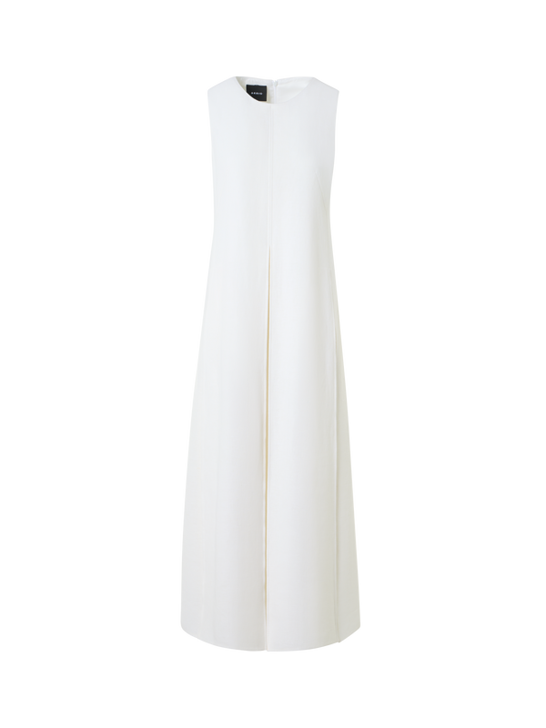 Designer Midikleid aus Leinen-Woll-Doubleface - Ecru