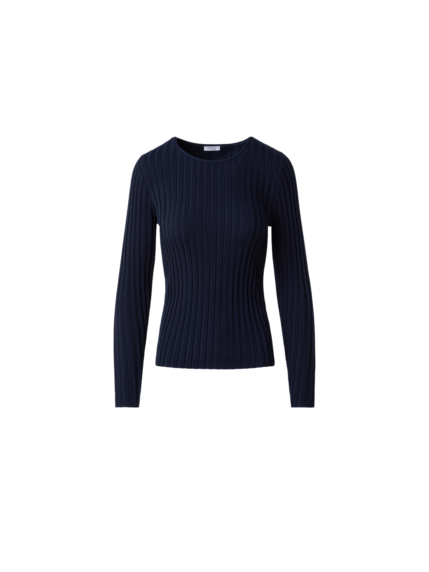 Designer Merino-Pullover mit strukturierten Streifen - Dunkelblau - Blau