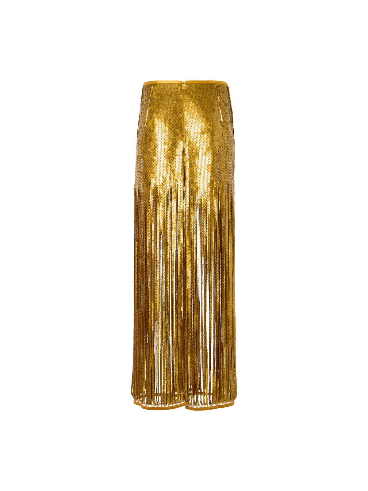 Designer Midirock mit Paillettenfransen - Gold