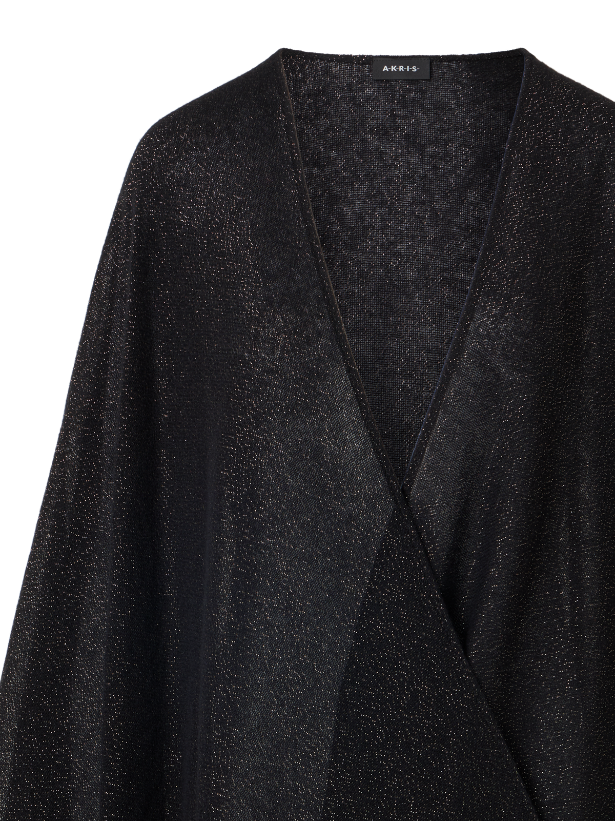 Designer Cape-Schal aus Wolle-Kaschmir mit Lurex und Fransen - Bunt - Gold - Schwarz
