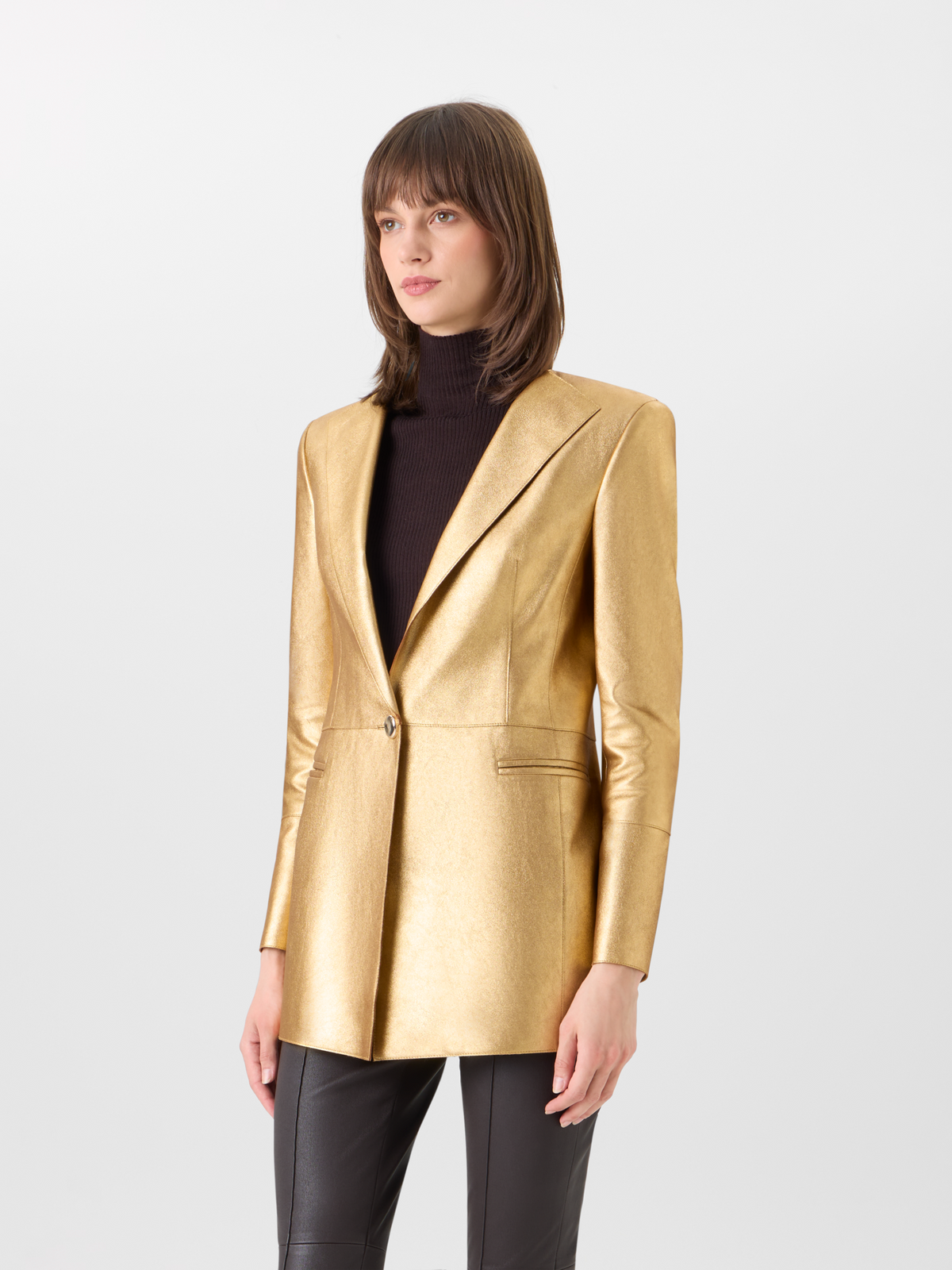 Designer Jacke aus Lamé-Kalb-Nappaleder - Gold 